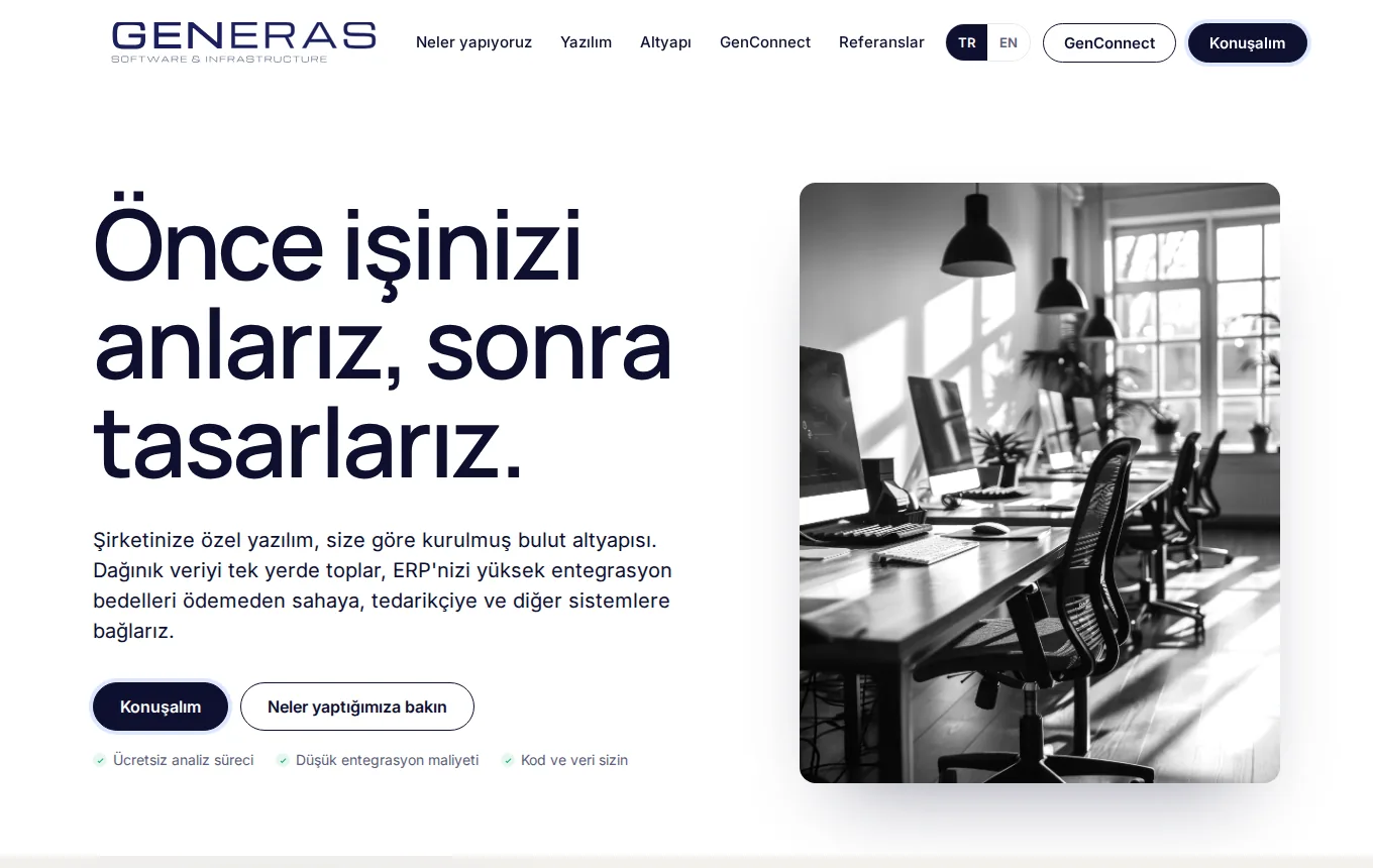 generas.tech ana sayfa ekran görüntüsü